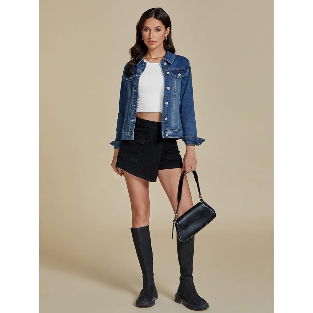 Women's Basic Button Down Stretch Fitted Long Sle… - image 6